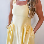 A Line Poplin Dress - Pale Yellow