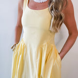 A Line Poplin Dress - Pale Yellow