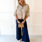 Abstract Animal Print Knit Top - Sand