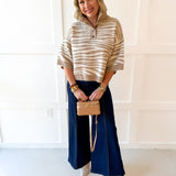 Abstract Animal Print Knit Top - Sand