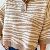 Abstract Animal Print Knit Top - Sand