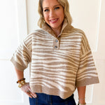 Abstract Animal Print Knit Top - Sand