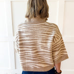 Abstract Animal Print Knit Top - Sand