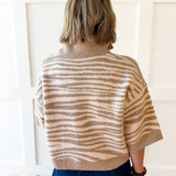 Abstract Animal Print Knit Top - Sand