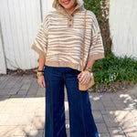 Abstract Animal Print Knit Top - Sand
