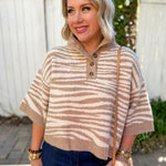 Abstract Animal Print Knit Top - Sand