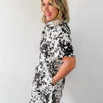 Abstract Ink Print Mini Dress