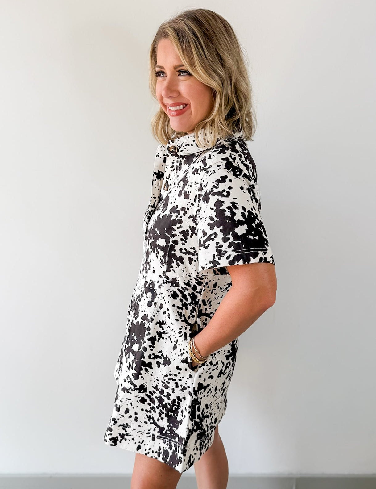 Abstract Ink Print Mini Dress