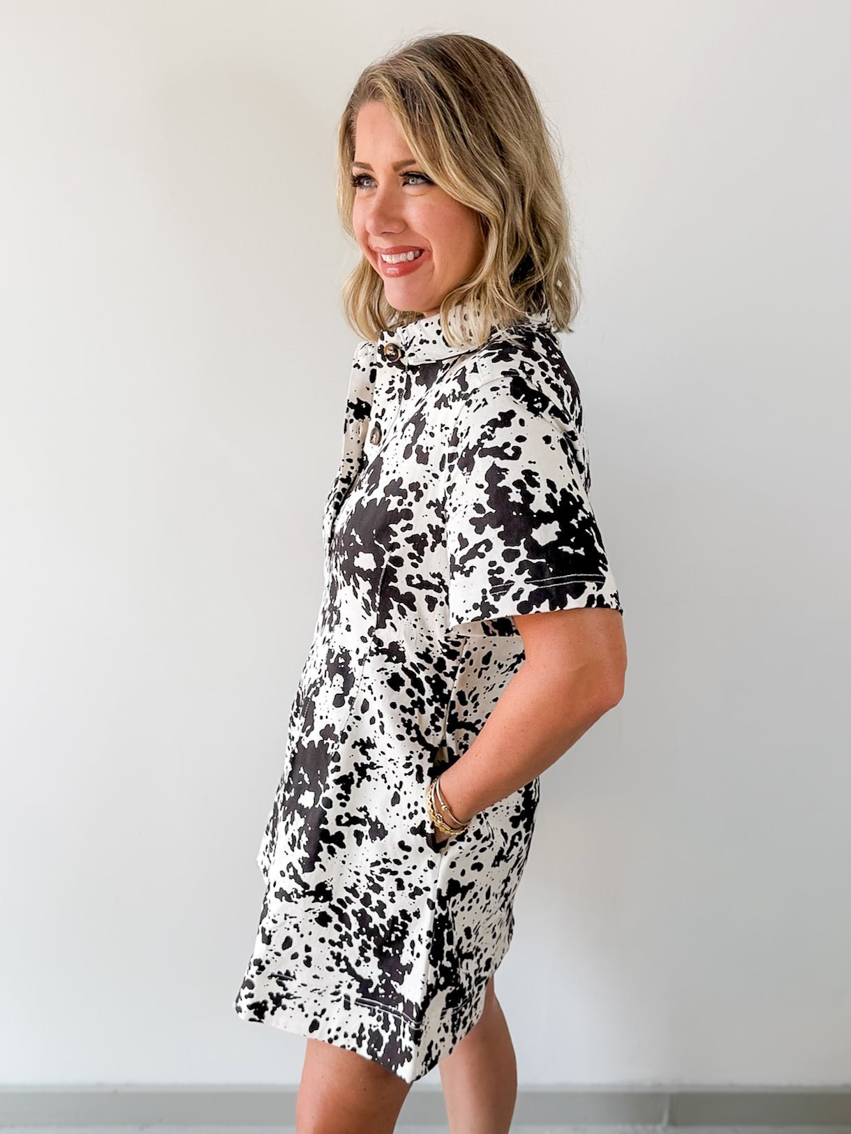 Abstract Ink Print Mini Dress