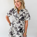 Abstract Ink Print Mini Dress