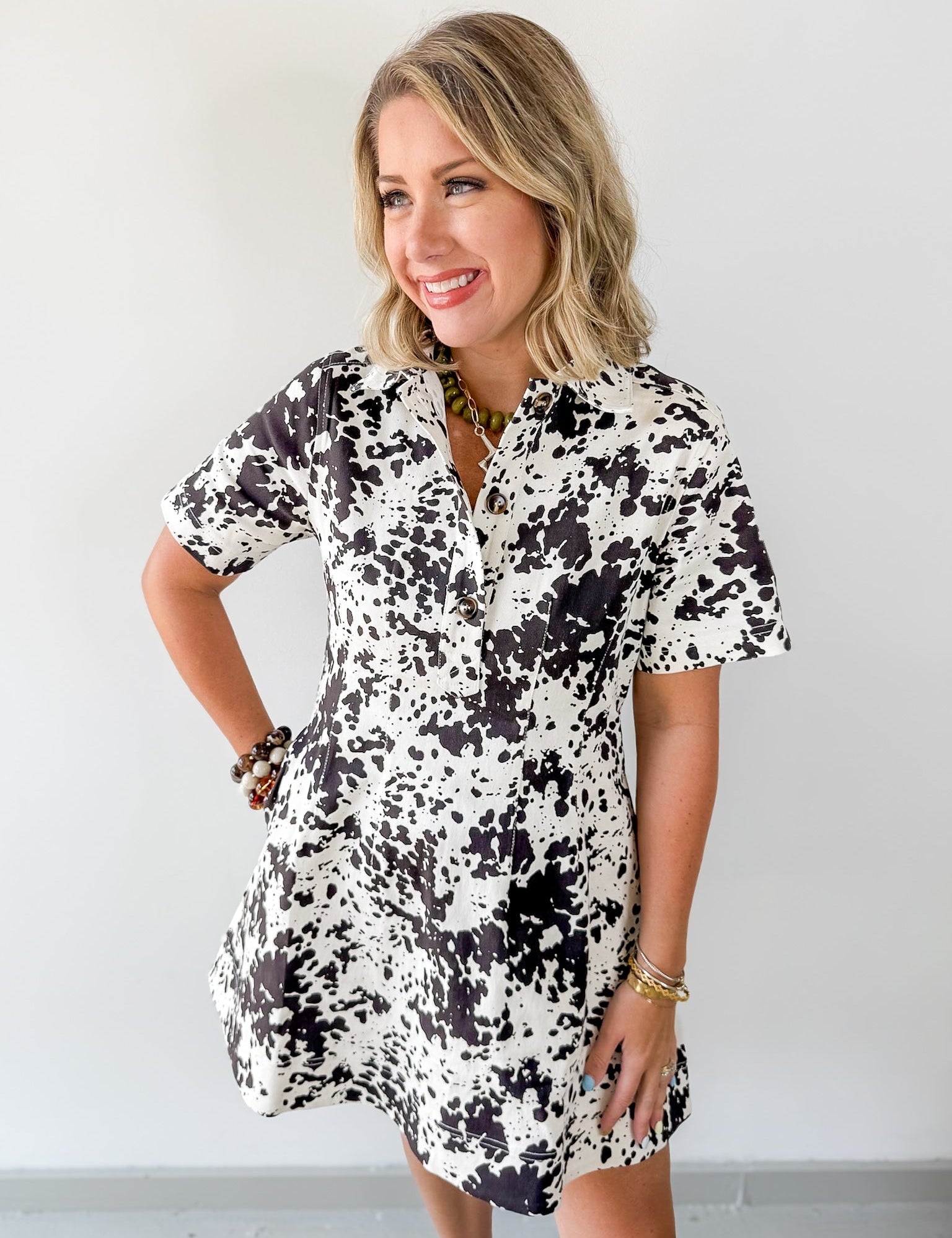Abstract Ink Print Mini Dress