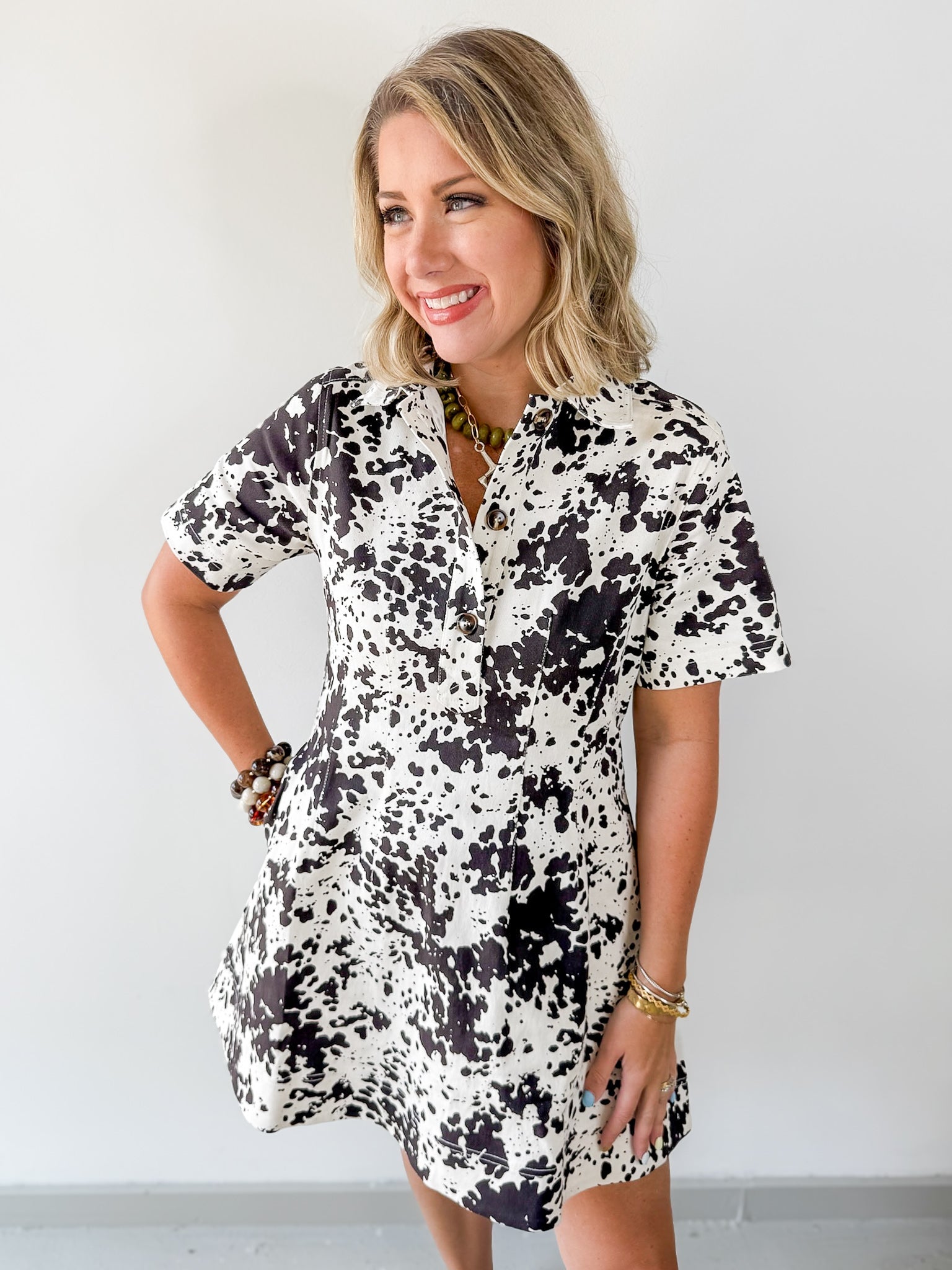 Abstract Ink Print Mini Dress