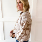 Abstract Print Knit Top- Oatmeal