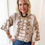 Abstract Print Knit Top- Oatmeal