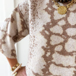 Abstract Print Knit Top- Oatmeal