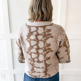 Abstract Print Knit Top- Oatmeal