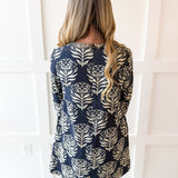 Abstract Print Shift Dress - Navy
