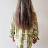 Abstract Print Shirt & Short Set - Olive