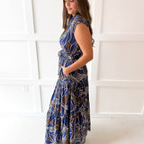 Abstract Print Tiered Maxi Dress