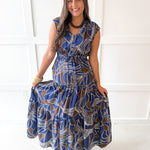Abstract Print Tiered Maxi Dress