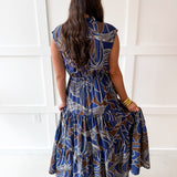 Abstract Print Tiered Maxi Dress