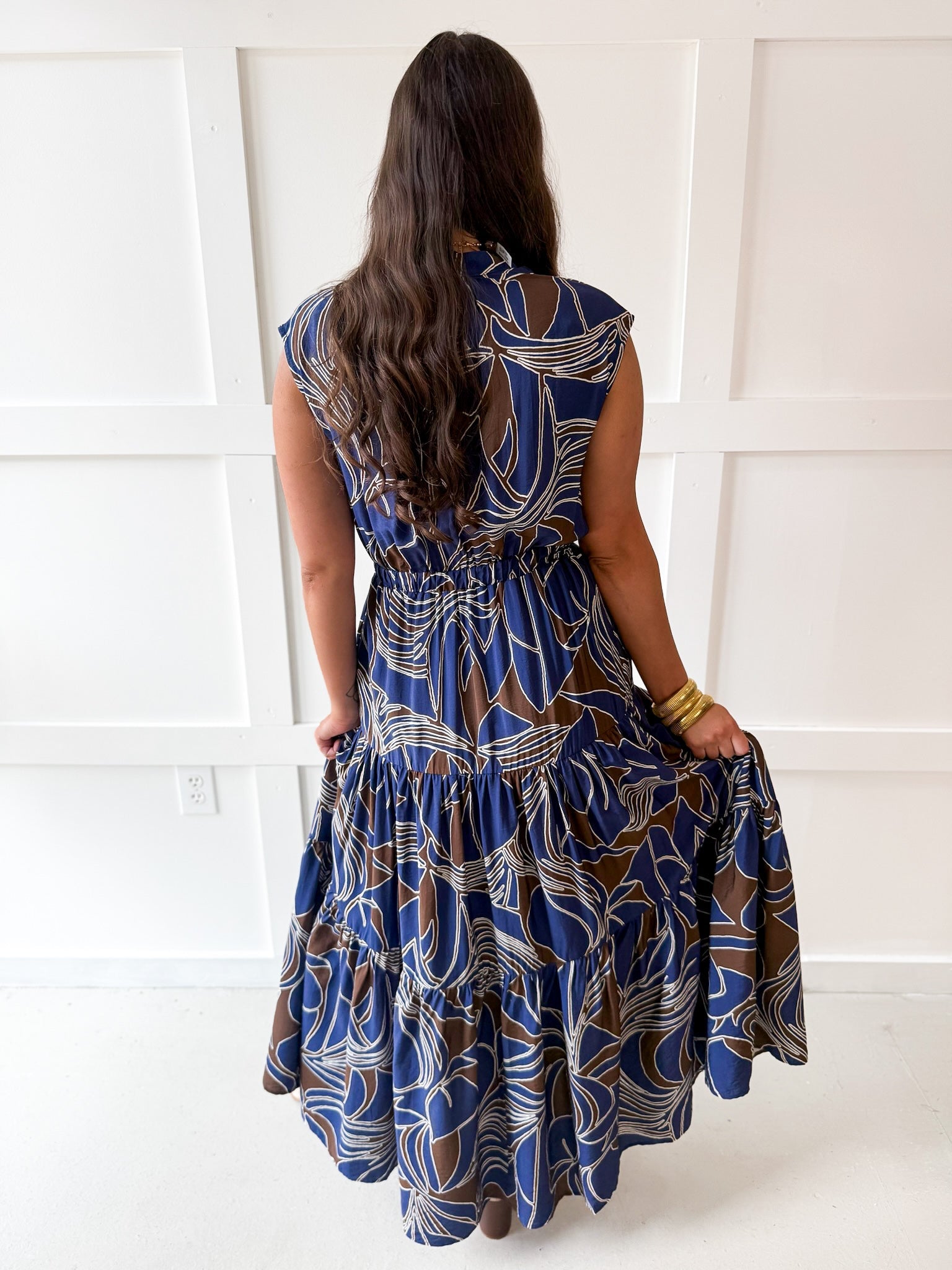 Abstract Print Tiered Maxi Dress