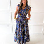 Abstract Print Tiered Maxi Dress
