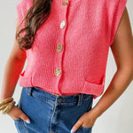 Accent Buttons Knit Vest