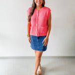 Accent Buttons Knit Vest