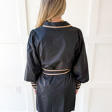 Accent Details Tie Waist Dress- Black