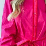 Accent Details Tie Waist Dress - Pink