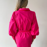 Accent Details Tie Waist Dress - Pink