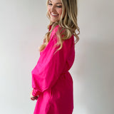 Accent Details Tie Waist Dress - Pink
