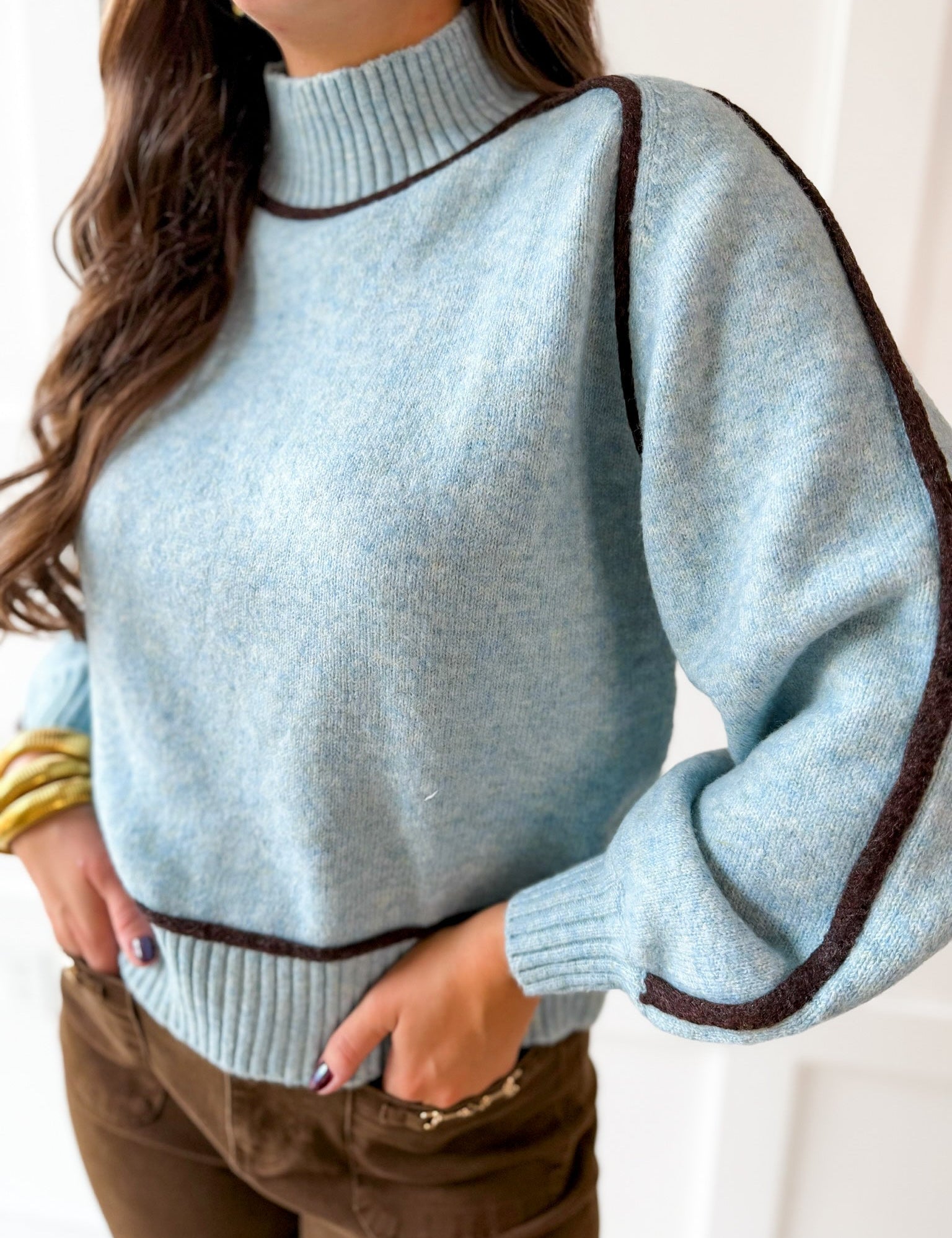 Accent Knit top - Light Blue