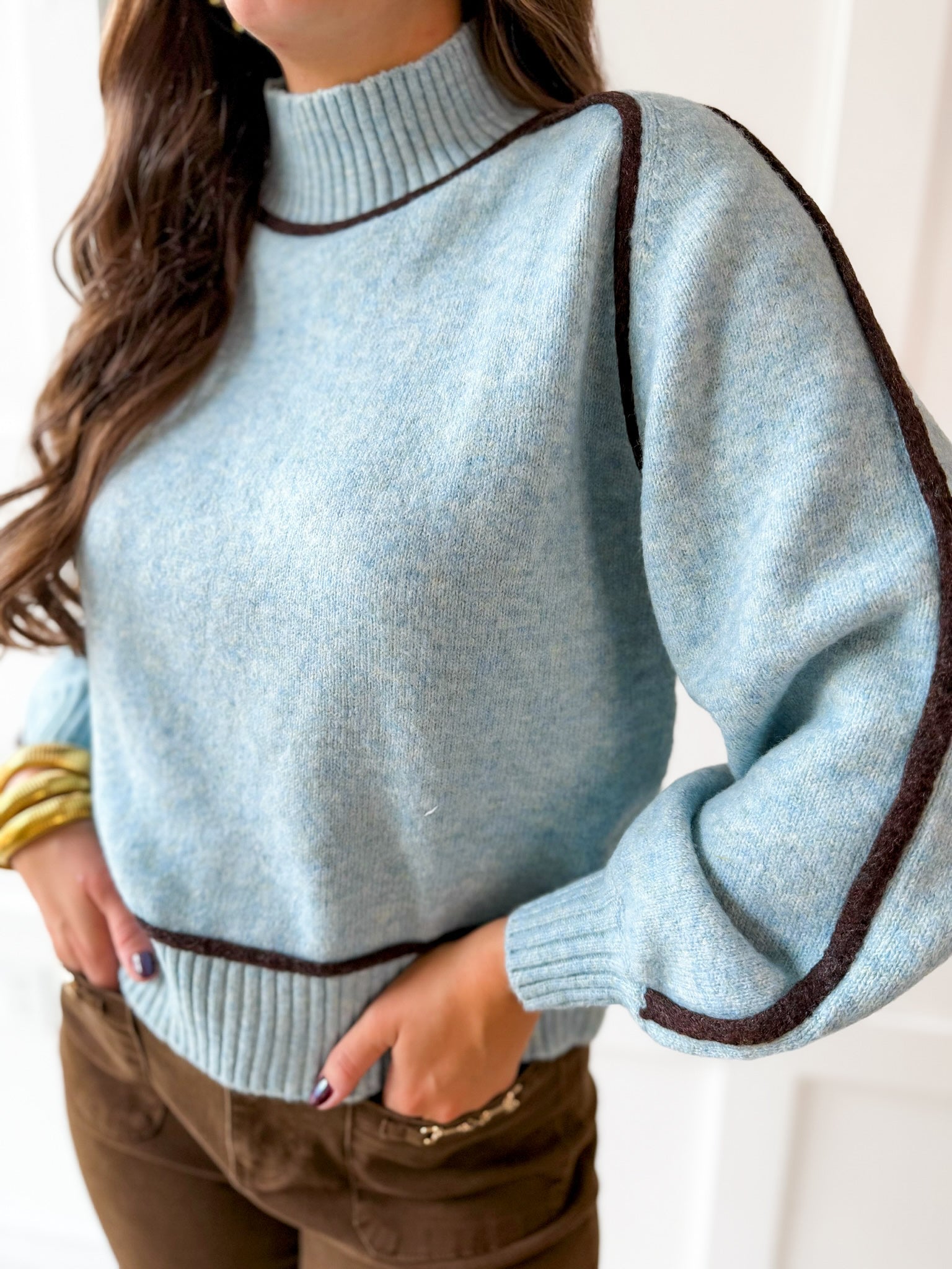 Accent Knit top - Light Blue