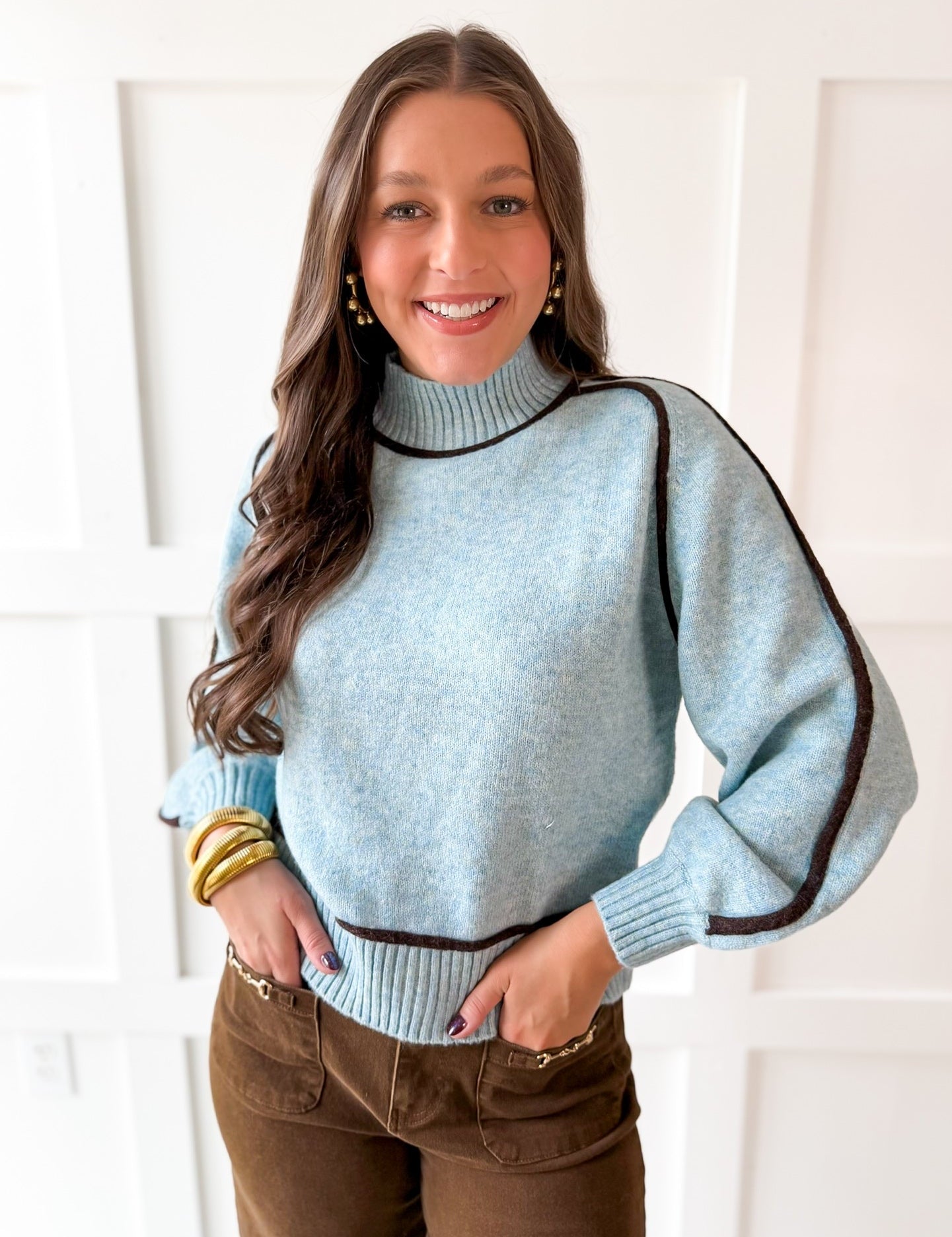 Accent Knit top - Light Blue
