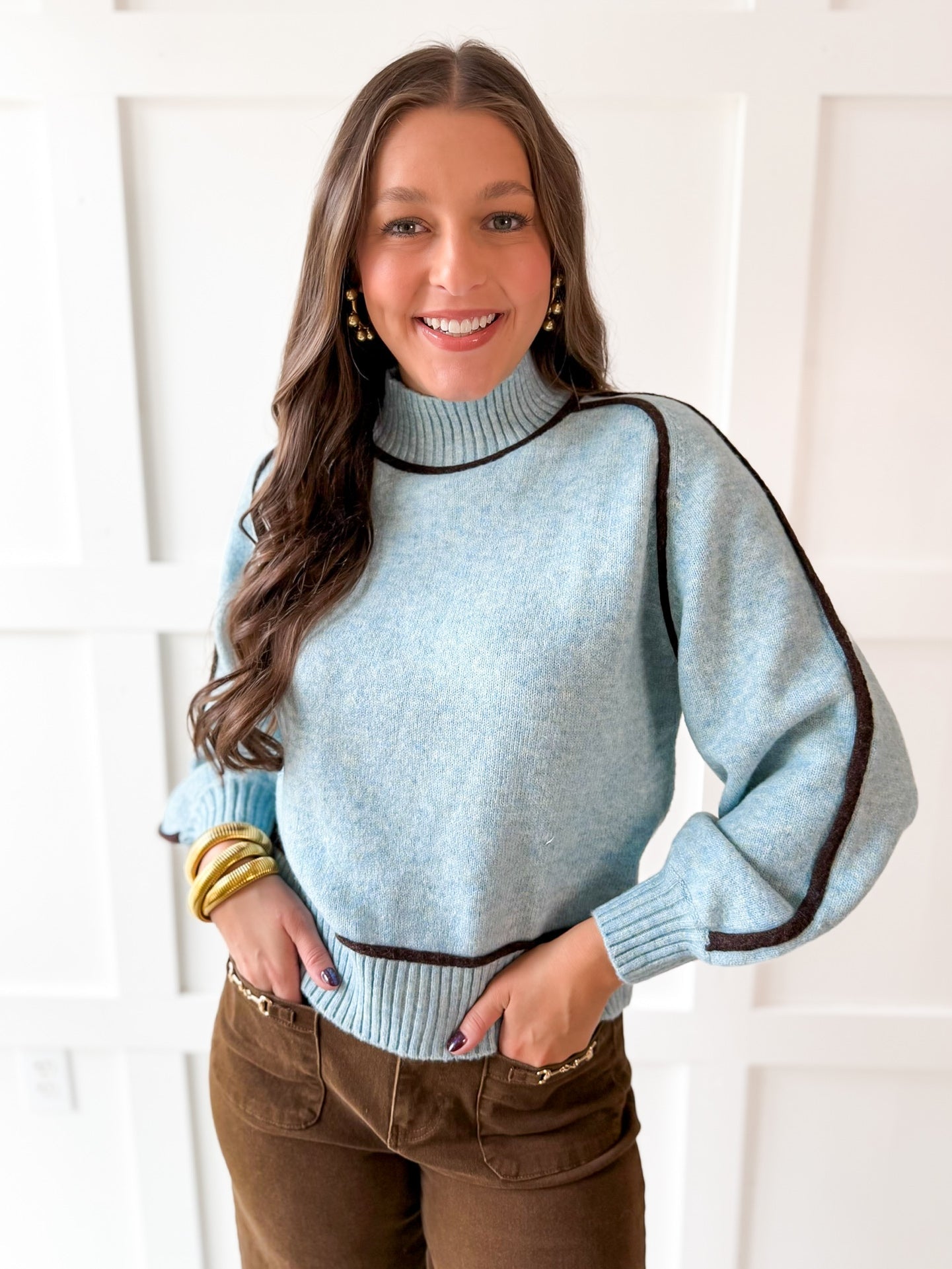 Accent Knit top - Light Blue