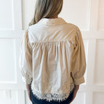 Accent Lace Collared Shirt - Ecru