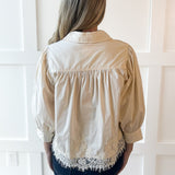 Accent Lace Collared Shirt - Ecru