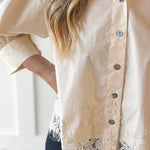 Accent Lace Collared Shirt - Ecru