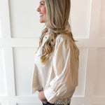 Accent Lace Collared Shirt - Ecru