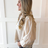 Accent Lace Collared Shirt - Ecru