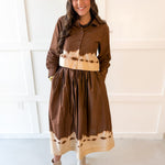 Accent Top & Skirt Set- Brown