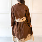 Accent Top & Skirt Set- Brown