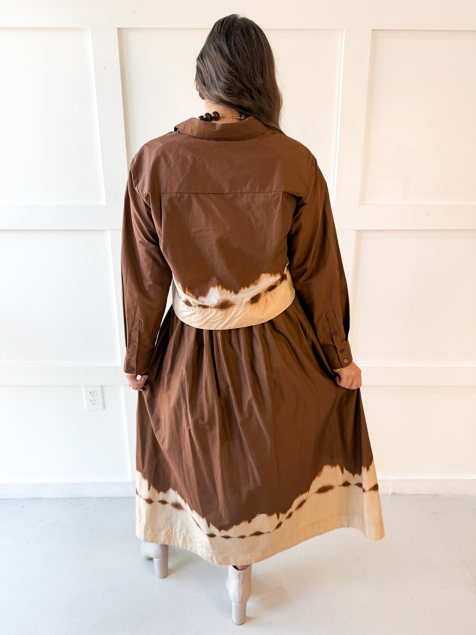 Accent Top & Skirt Set- Brown
