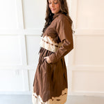 Accent Top & Skirt Set- Brown