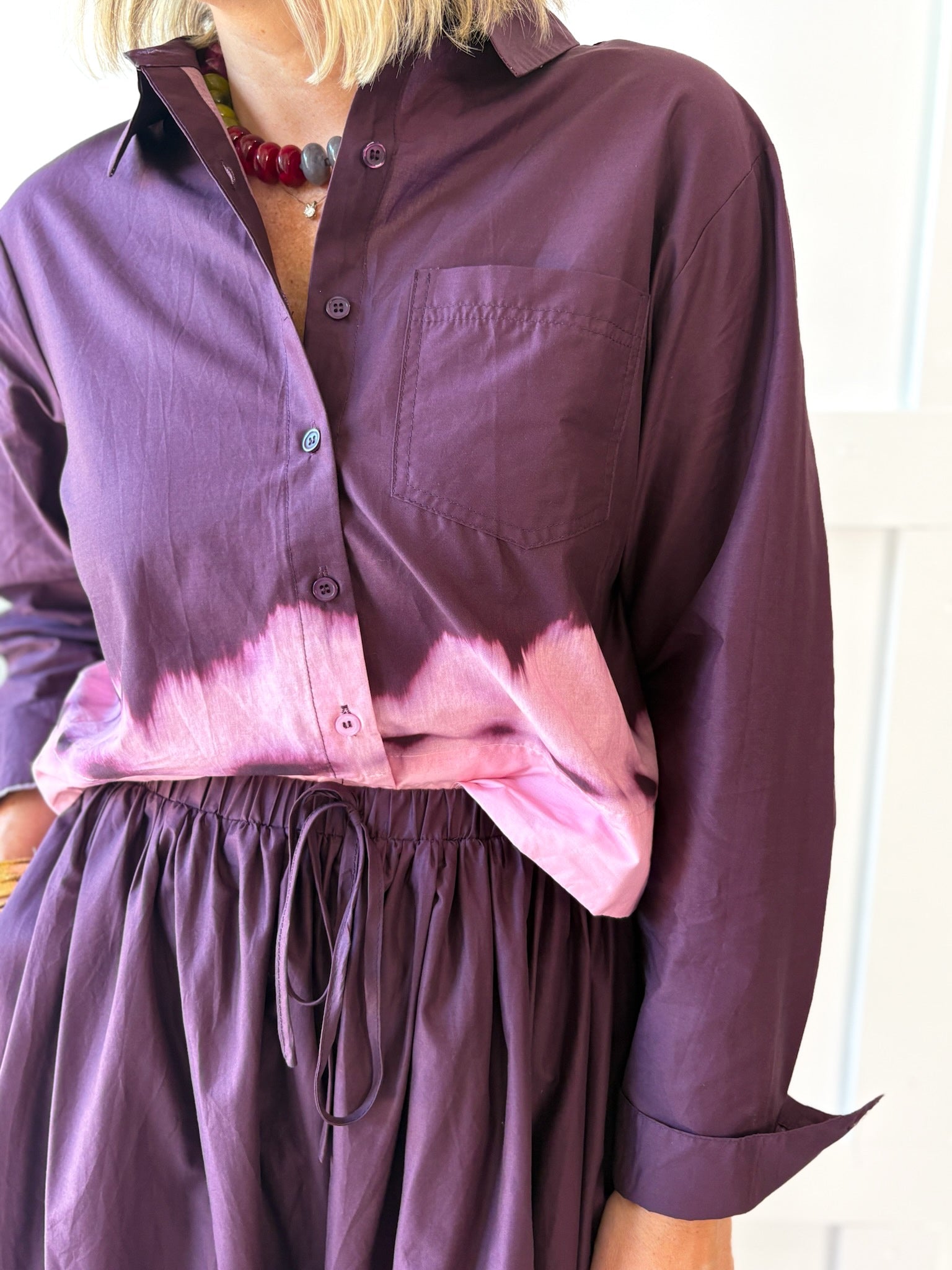Accent Top & Skirt Set - Plum