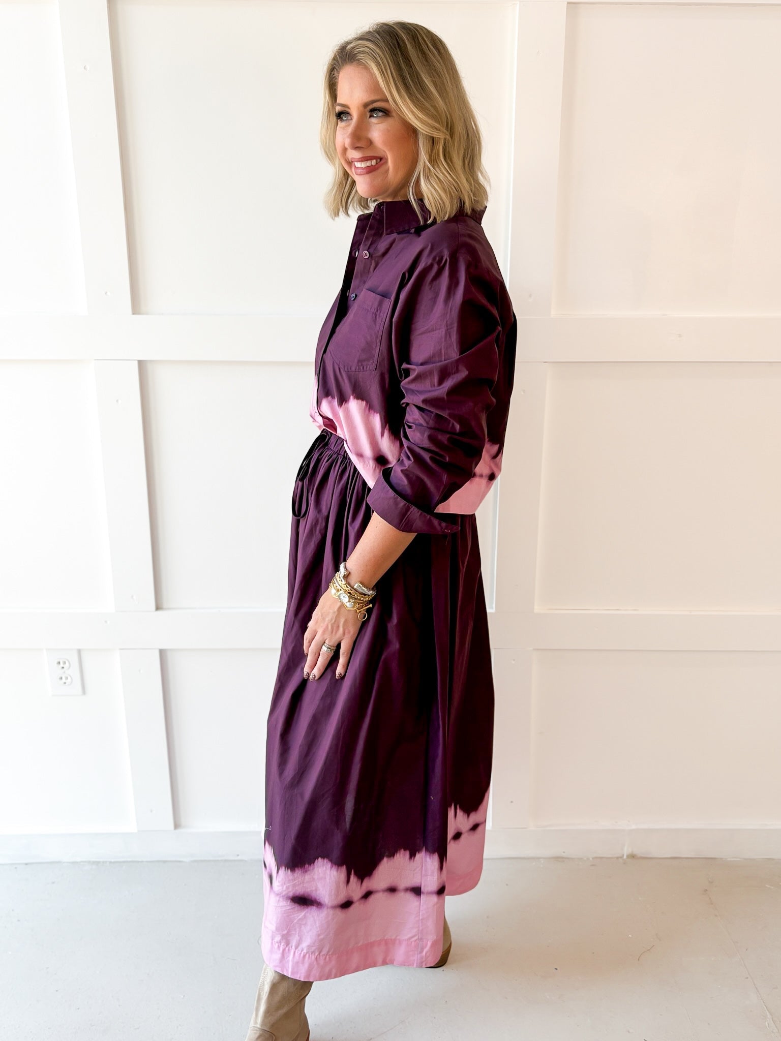 Accent Top & Skirt Set - Plum