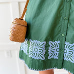 Accent Trim Shift Dress - Green