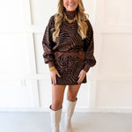 Accent Zebra Sweater & Skirt Set